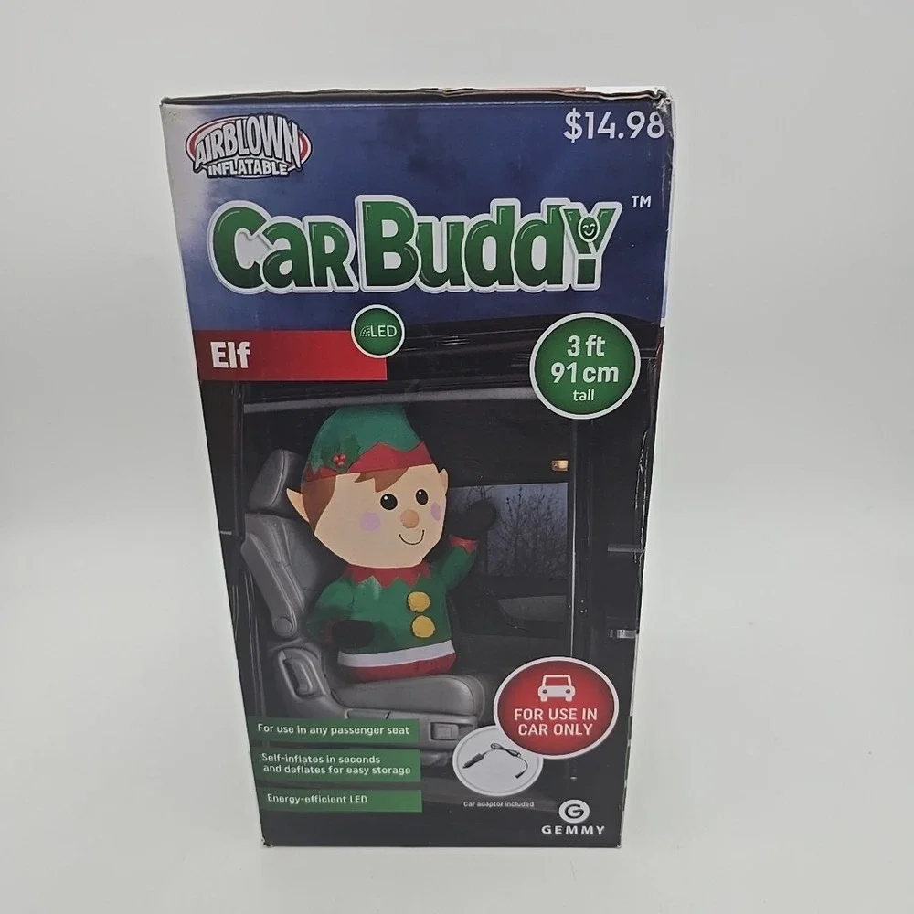 Christmas‎ Inflatable Gemmy Airblown Elf Car Buddy 3ft Energy Efficient LED NIB